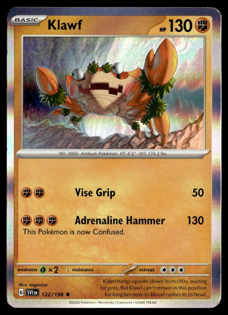 Klawf Rare Pokemon SV01: Scarlet & Violet Base Set 122/198 NM