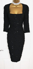 Phase Eight black sequin ruched cocktail party bodycon dress size 14