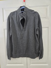 Bugatchi 1/4 zip gray mens pullover sweater soze XL polyester blend