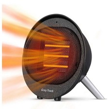 Small Portable Space Heater Plug-In Fan Fast Quiet Heater w/ Legs Black