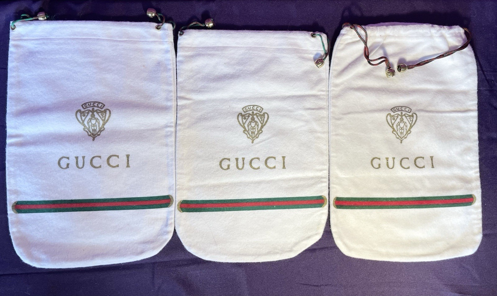 Vintage Gucci Soft White Dust Bags. Set Of Three