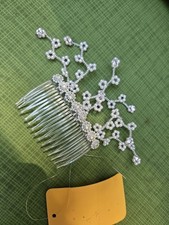 Vintage Rhinestone Pearl Hair Comb Bridal Headpiece Wedding Spray Formal