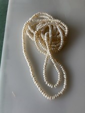 Freshwater Pearl Necklace 5-6 mm White Baroque Pearl Continuous Strand 100"