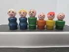 Vintage Fisher Price Little People Wood Bottom Plastic Head Lot