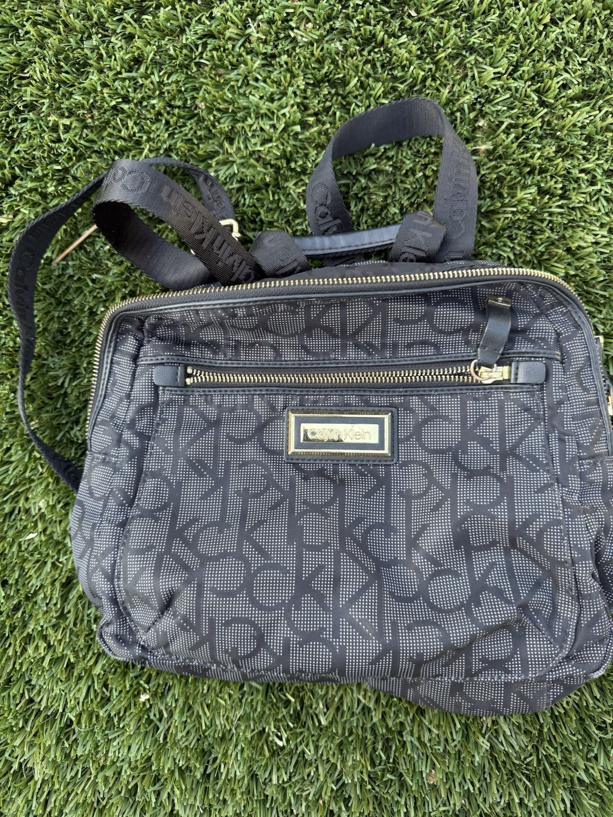 Calvin Klein Monogram CK Mini Backpack Purse Shou… - image 3