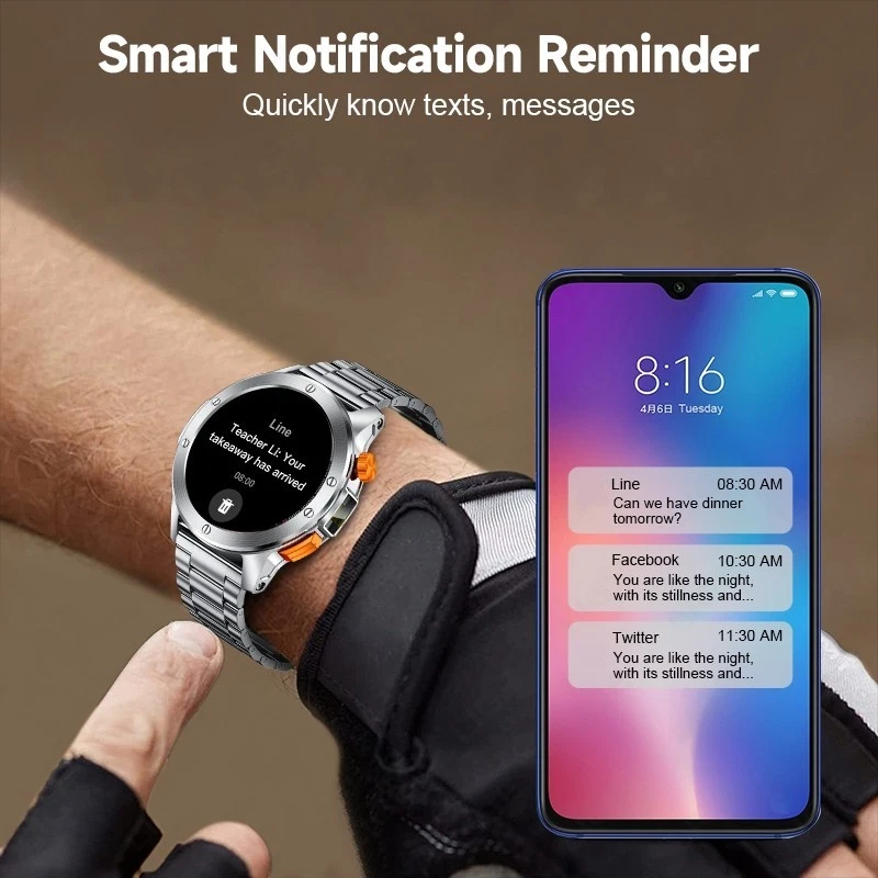 Military Smart Watch for Men (Call Receive/Dial) Rugged Tactical Fitness Tracker - Image 4 of 4