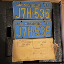 RARE ORIGINAL 1967 Missouri License Plate PAIR J7H-535 W/ ORG MAILER MUSCLE CAR