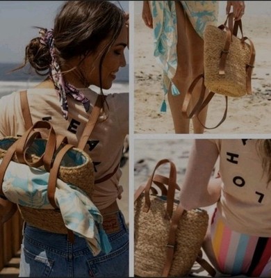 Raffia XIX Palms Jute Backpack Bag  display picture 2