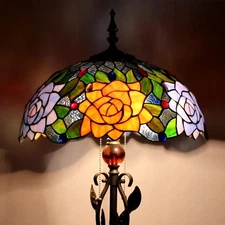 Tiffany Floor Lamp Stained Glass Standing Reading Lamp 16x16x70 Inches Antiqu...
