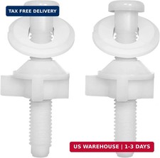 2 Pack Universal White Plastic Toilet Seat Screws Replacement, Toilet Seat Hinge
