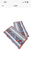 Pioneer Woman 2 set pillow shams red blue HERITAGE floral quilted ruffle KING