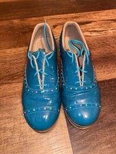 Women  s 10 Jason Samuel Smith tap shoes blue/green color with neon swavorski 