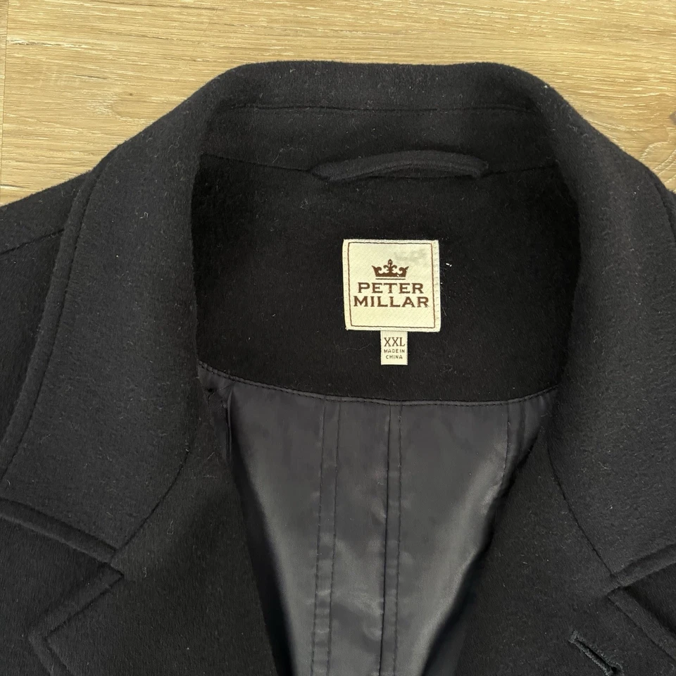 Peter Millar Coat Mens Size XXL Navy Blue Wool Cashmere Blazer Three Buttons - Image 2 of 4