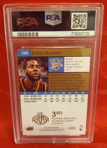2009 Upper Deck First Edition James Harden #188 Gold NM-MT PSA 8 - Picture 3 of 4