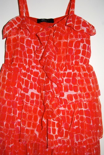 NWT ABS Allen Schwartz Big Girls Orange Tiered Ruffle Tank Dress sz 10 - Picture 5 of 6