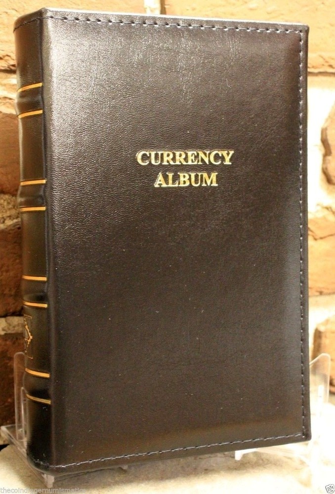 Leather Currency Holder Album Regular Banknote 20 Page Binder Book Lighthouse