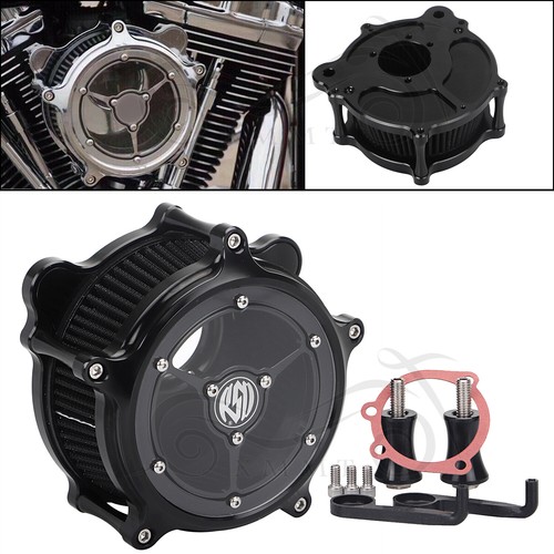 Black Air Cleaner Filter Set For Harley Softail Dyna Street Fat Bob FXDB FXDF - Picture 2 of 12