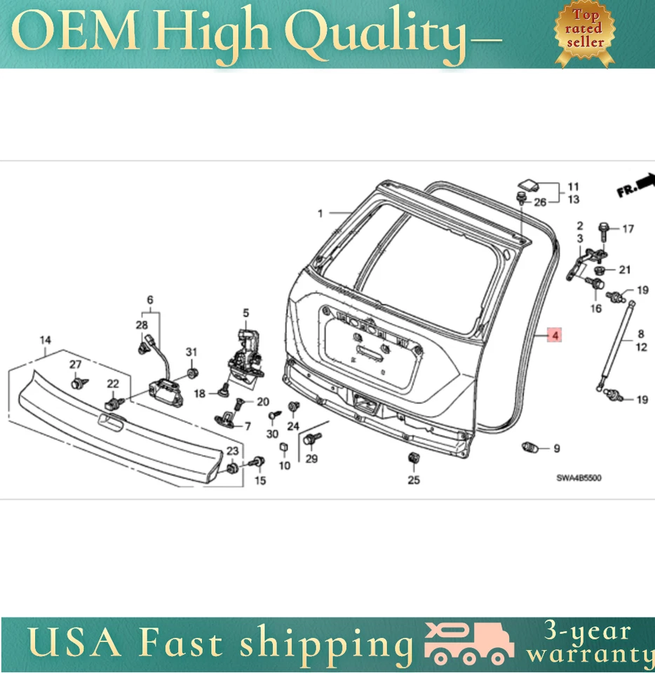NUEVA tira selladora de puerta trasera 74440-SXS-A01 para Honda CRV 2007-2011 Foto 3 de 3