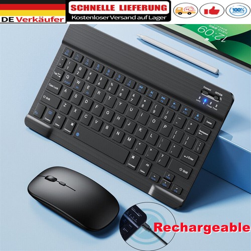 Deutsche Wireless Tastatur kabellos Keyboard Inkl. Funk Maus Für PC Handy Tablet - Bild 2 von 14