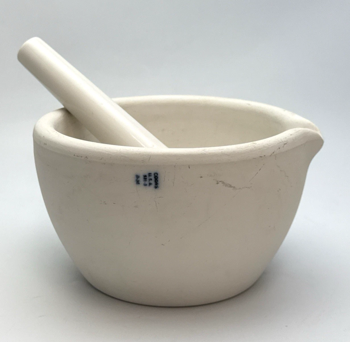 Coors USA Large White Porcelain Mortar & Pestle Set Grinding Bowl Herb Spice