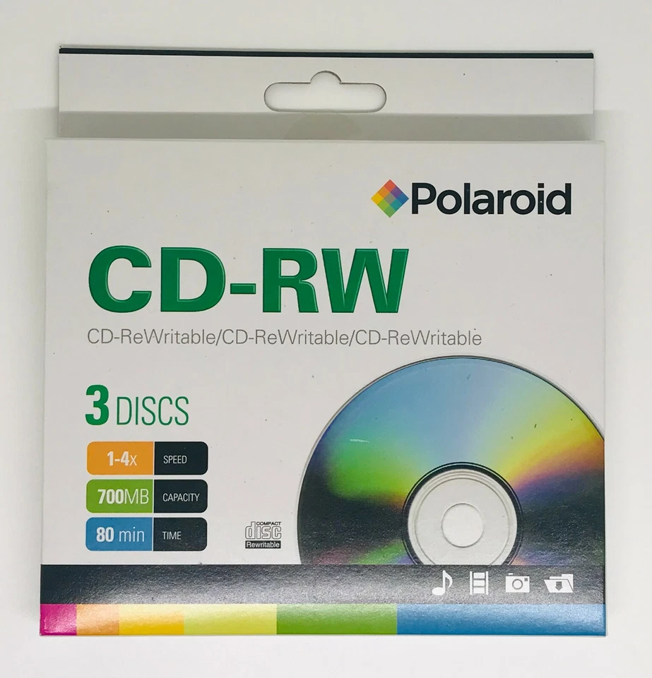 30-Pack, Polaroid CD-RW 700MB 80-Minute 4x Rewritable Media Disc Slim Jewel Case - Image 2 of 4