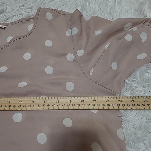 Cato Est 1946 Womens Polka Dot Top Blouse Size XL Pink White Semi Sheer - Picture 8 of 9