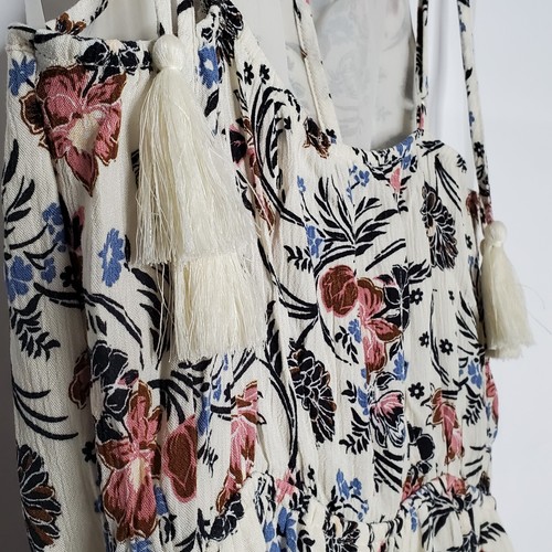 American Eagle Floral Gaze Maxikleid M rosa blau Quasten Cottagecore Fee - Bild 4 von 8