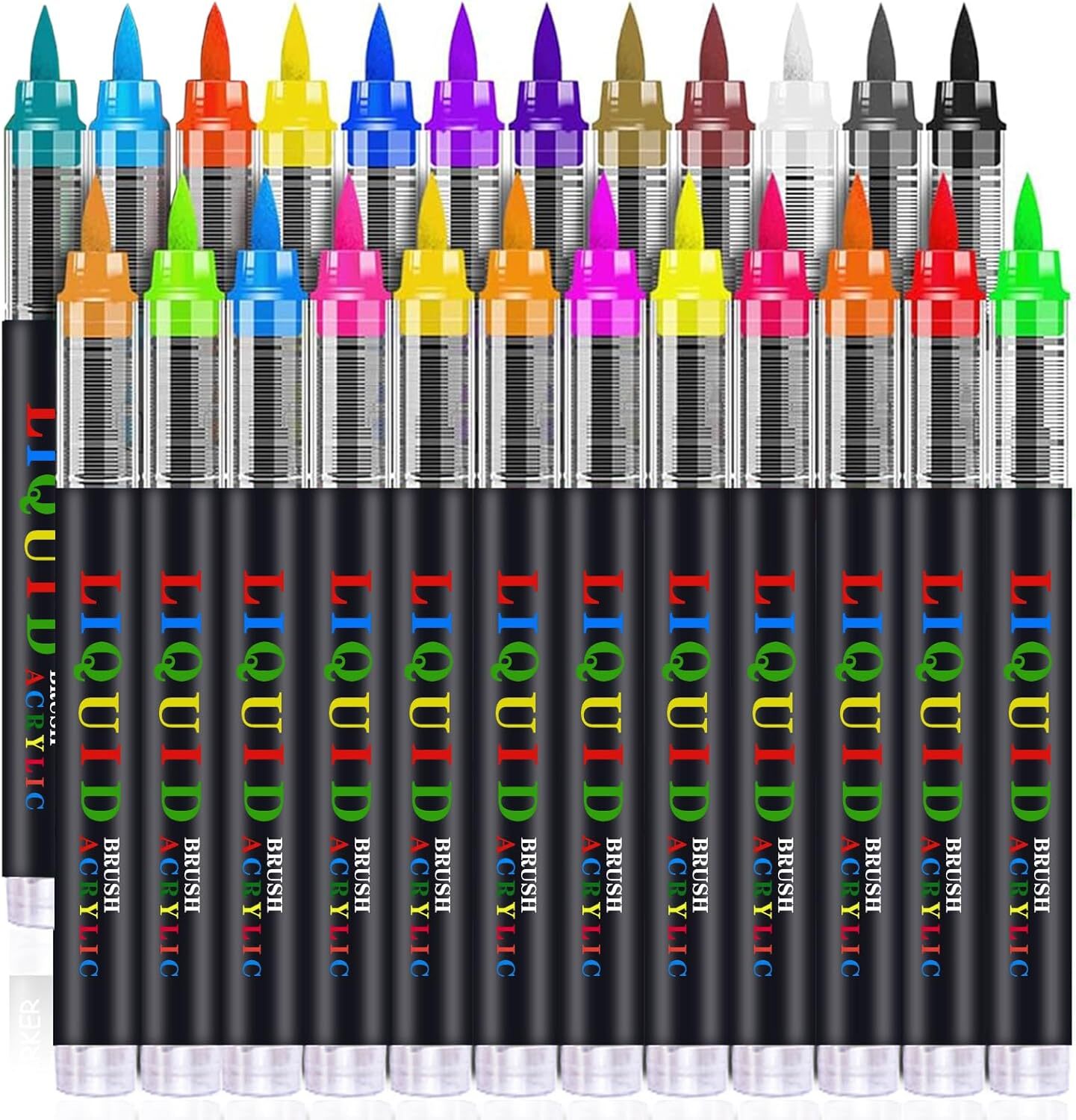 24-Color Acrylic Paint Pens for Rock Canvas Wood Art - Permanent Markers