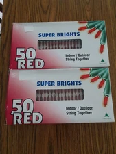 2 Boxes of New, 50 Count, Super Brights Red String Lights Indoor/Outdoor