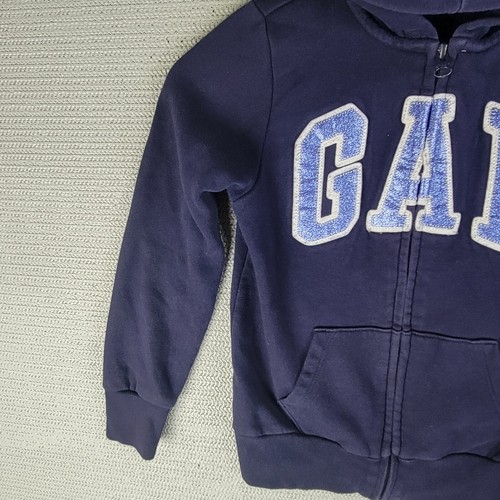 Gap kids zip-up hoodie blue sparkle spellout size Medium (8yrs) - Picture 4 of 15