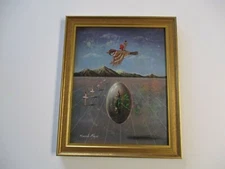 RICARDO MAYA AUTHENTIC ORIGINAL PAINTING SURREALISM BIRD LANDSCAPE DALI STYLE