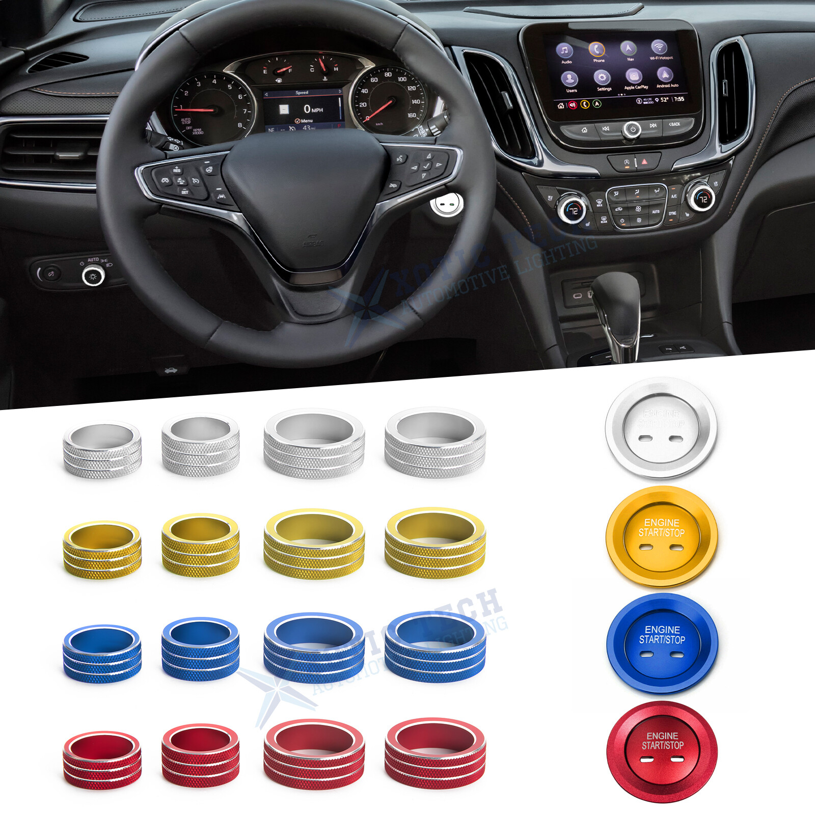 AC Audio Headlight Knob Trim For Chevrolet Equinox Malibu Engine Button Cover