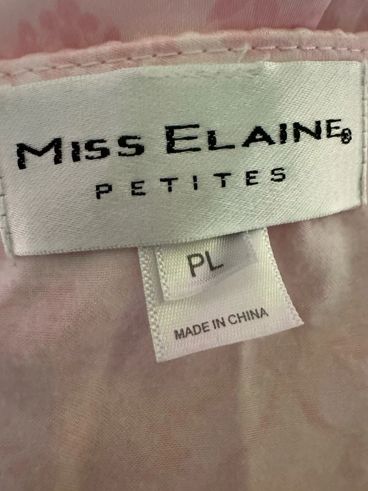 Camisón Miss Elaine Petites satinado rosa pálido ribete de encaje midi manga 3/4 P Foto 4 de 4