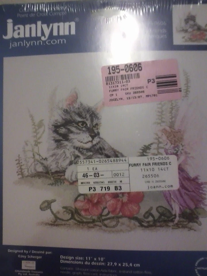 KIT de punto de cruz contado Furry Fairy Friends Janlynn sellado Foto 3 de 4