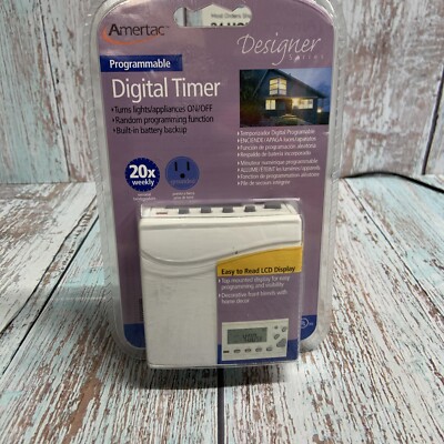 Amertac Programmable Appliance & Lights On/Off Digital Timer 20x Weekly LCD NIP