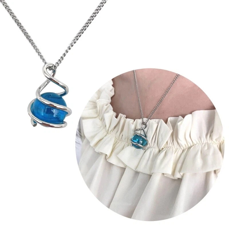 Retro Gem Necklace Round Healing Orb Sweater Chain Unique Crystal