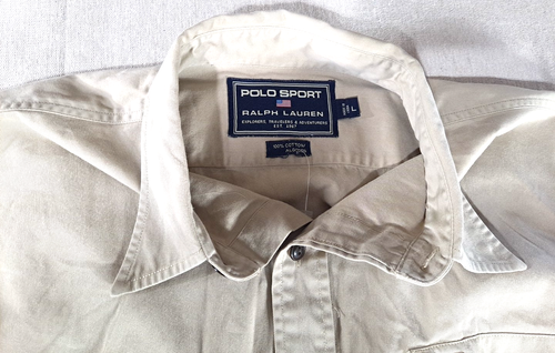 Vintage Polo Sport Ralph Lauren Safari Shirt BAGGY LRG Khaki Explorer Longsleeve - Picture 7 of 12