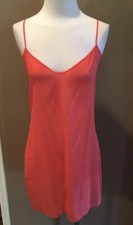 Diane Von Furstenberg 8 Orange Silk Nighty Chemise W Spaghetti Straps