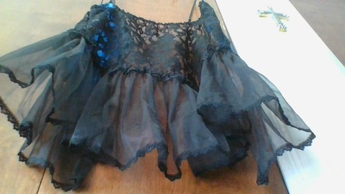 Vtg Pretty Royal Blue & Black Lace/Mesh Front Lace Up Corset Size Large Good con - Picture 14 of 19
