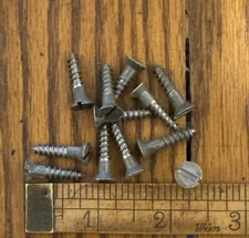 #10 X 7/8” Antique Wood Screws Flat Head Slotted Steel American Made Free Ship