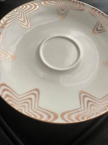 VINTAGE MITTERTEICH Bavaria Germany Cup Saucer SET Gold MCM Geometric 45 6572 - Picture 3 of 8