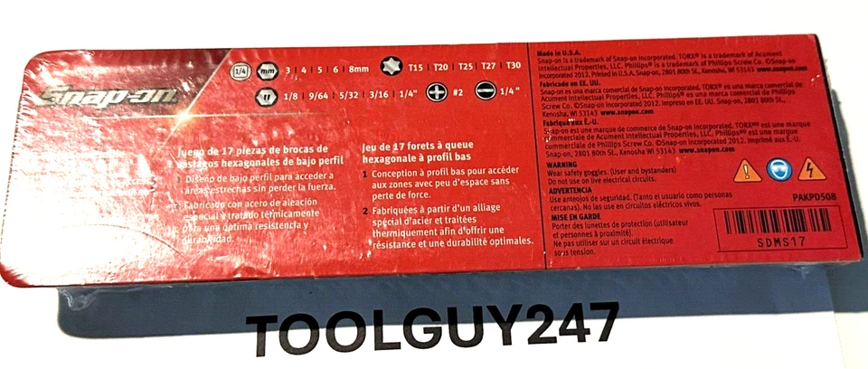 HERRAMIENTAS ENCAJABLES EE. UU. 17 Piezas 1/4" Hex Drive Bajo Perfil Juego de Brocas Rechonchas SDMS17 NUEVO+ Foto 3 de 4