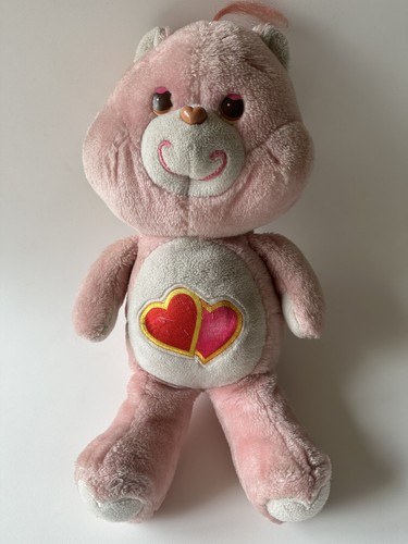 Vintage Care Bears Kenner 1983 Love-a-Lot Bear Stuffed Plush Pink Hearts 13" - Afbeelding 1 van 5