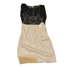 Forever 21 Womens Medium Black Taupe Dress Sleeveless Lace