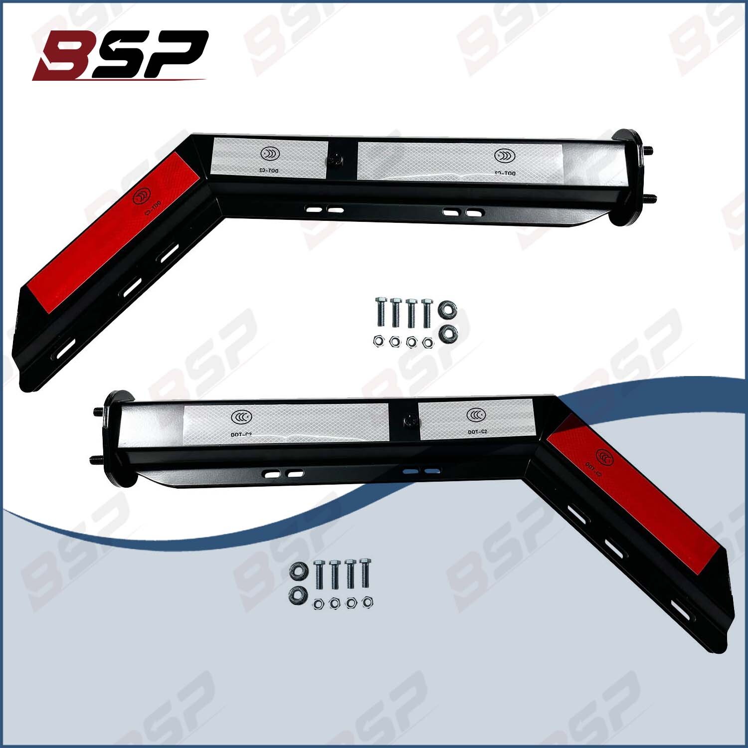 New Pair Black Commercial Truck Angled Spring Loaded Mud Flap Hanger Kit 1.125