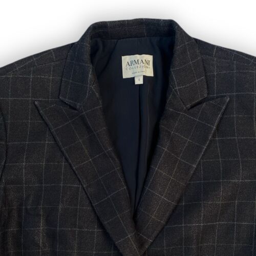 ARMANI COLLEZIONI Lana Seda Mujer Ventana Blazer Chaqueta Abrigo Forrado Italia Talla 6 - Imagen 2 de 5