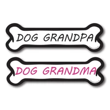 Dog Grandpa and Dog Grandma, 2 Pack Dog Bone Car Magnets - 2 x 7" Heavy Duty