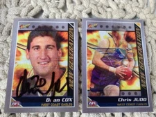 West Coast Eagles ~ Dean Cox Hand Signed Card - Chris Judd Unsigned - WCE