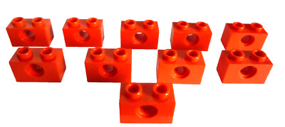 10 LEGO  1879/3700 System,Technik Lochsteine 1x2 rot gebraucht wie auf dem Foto.