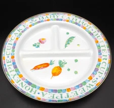 MacKenzie-Childs Toddler Divided Plate Veggie Print Enamelware Baby Dinnerware